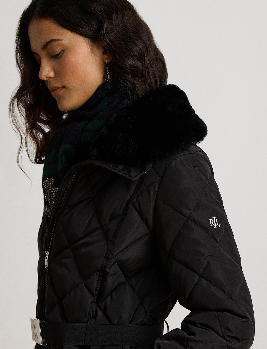 Lauren Ralph Lauren - Faux-Fur-Trim Belted Quilted Down Coat - black - 4