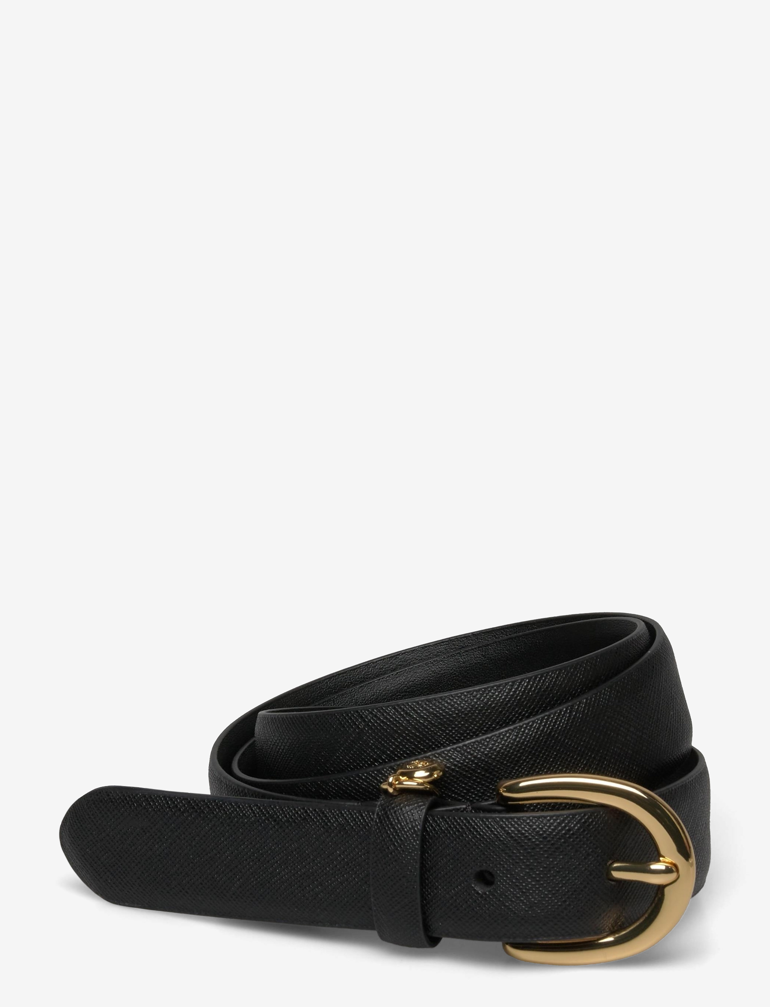 Lauren Ralph Lauren CROSSHATCH LEATHER-CHARM CLASSC-DRC - Bælter - BLACK / black