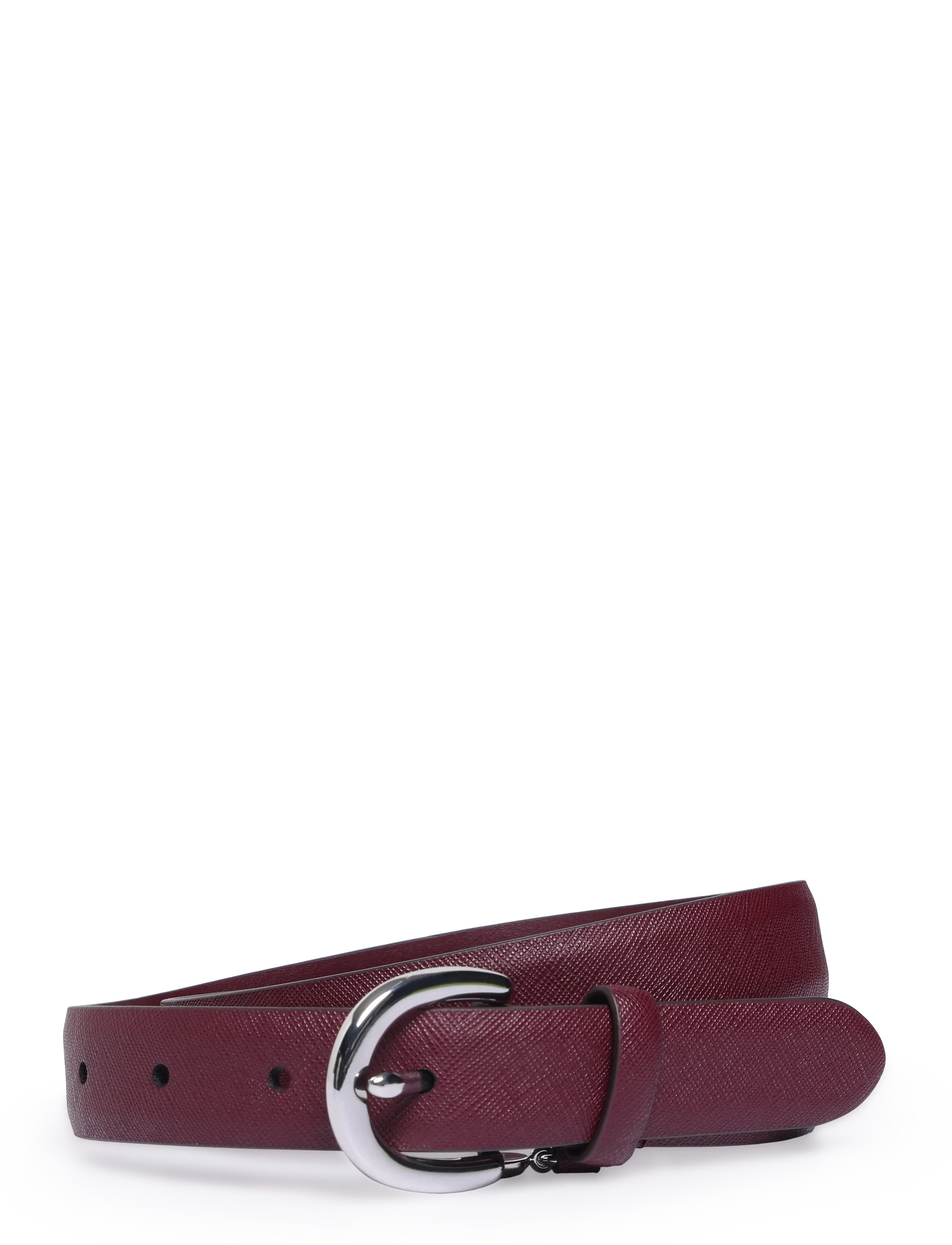 Lauren Ralph Lauren Charm Crosshatch Leather Belt - Accessoarer - DARK GARNET / burgundy