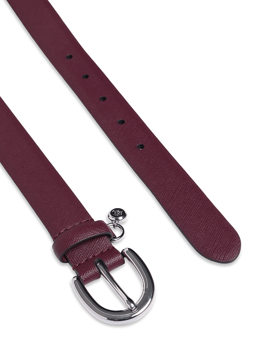 Lauren Ralph Lauren - Charm Crosshatch Leather Belt - läderskärp - dark garnet - 1