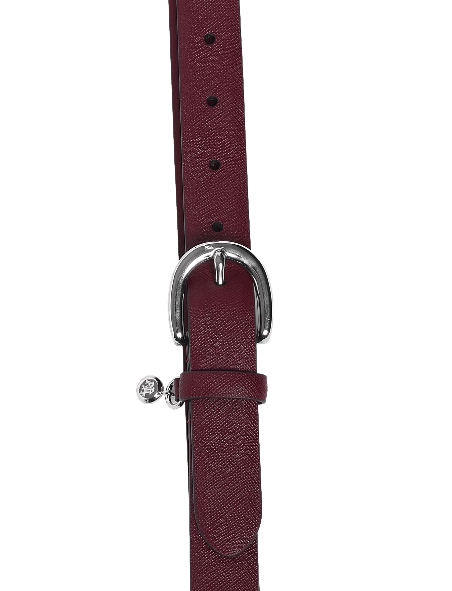 Lauren Ralph Lauren - Charm Crosshatch Leather Belt - läderskärp - dark garnet - 2