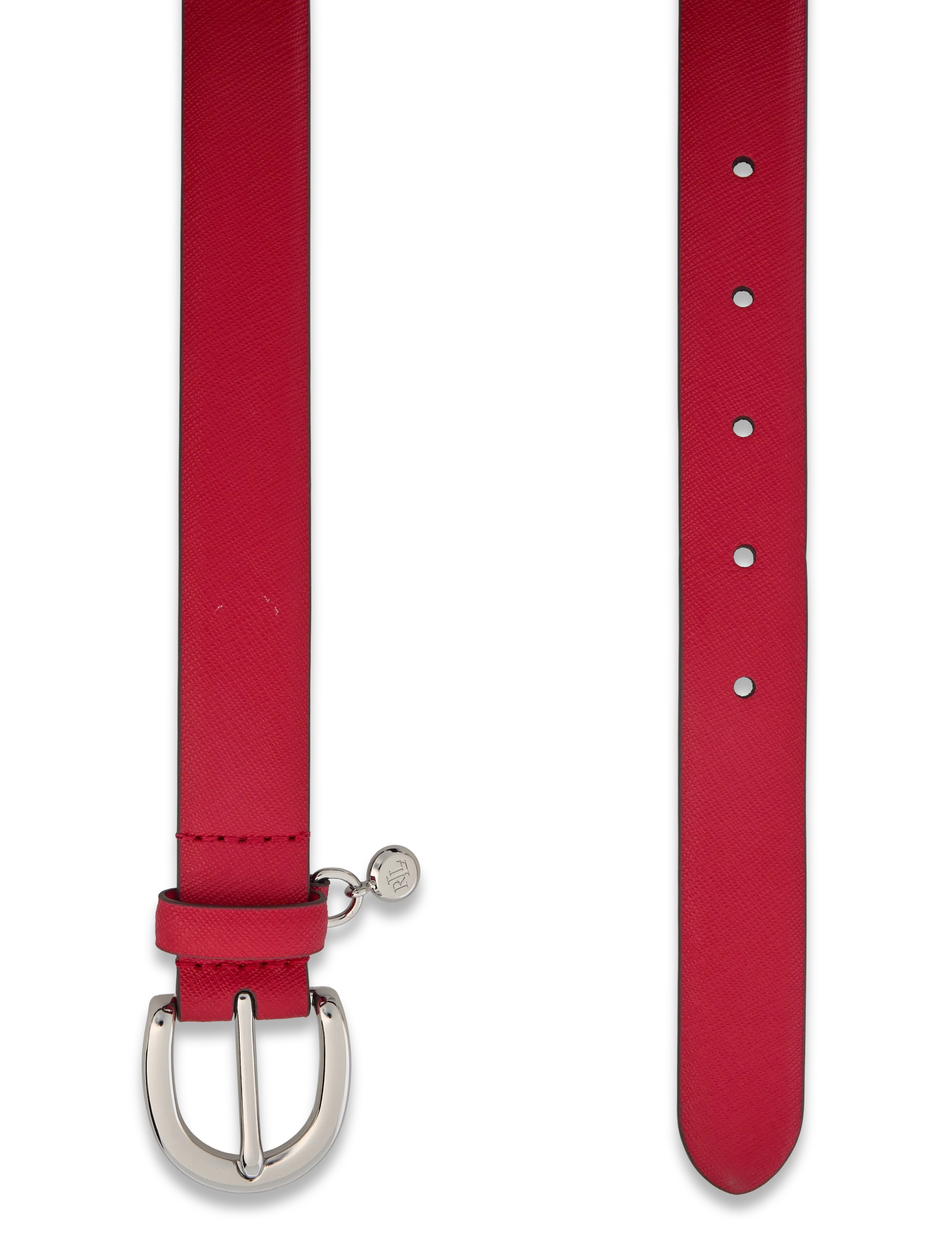 Lauren Ralph Lauren - Charm Crosshatch Leather Belt - læderbælter - festive red/palla - 1