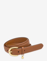 Charm Crosshatch Leather Belt - LAUREN TAN