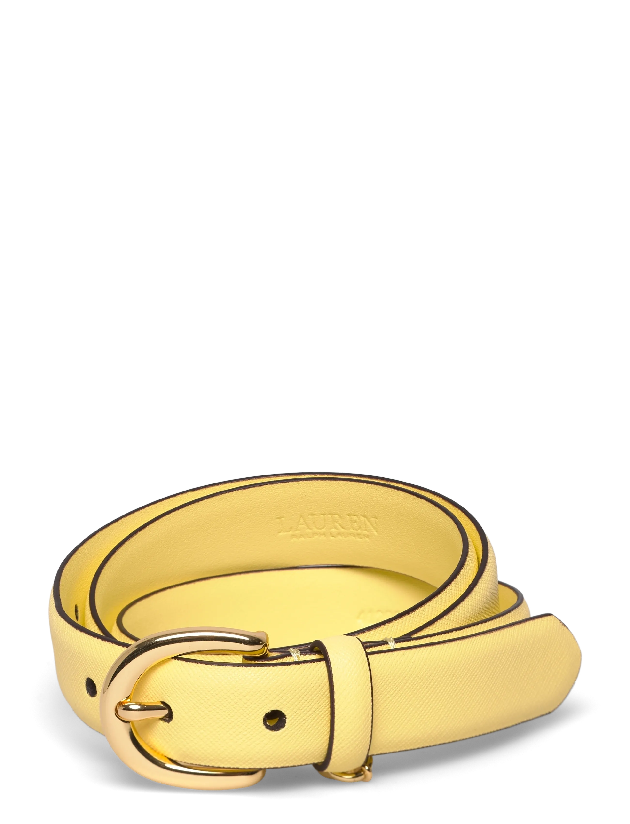 Lauren Ralph Lauren Charm Crosshatch Leather Belt - Riemen - LEMON SORBET / yellow