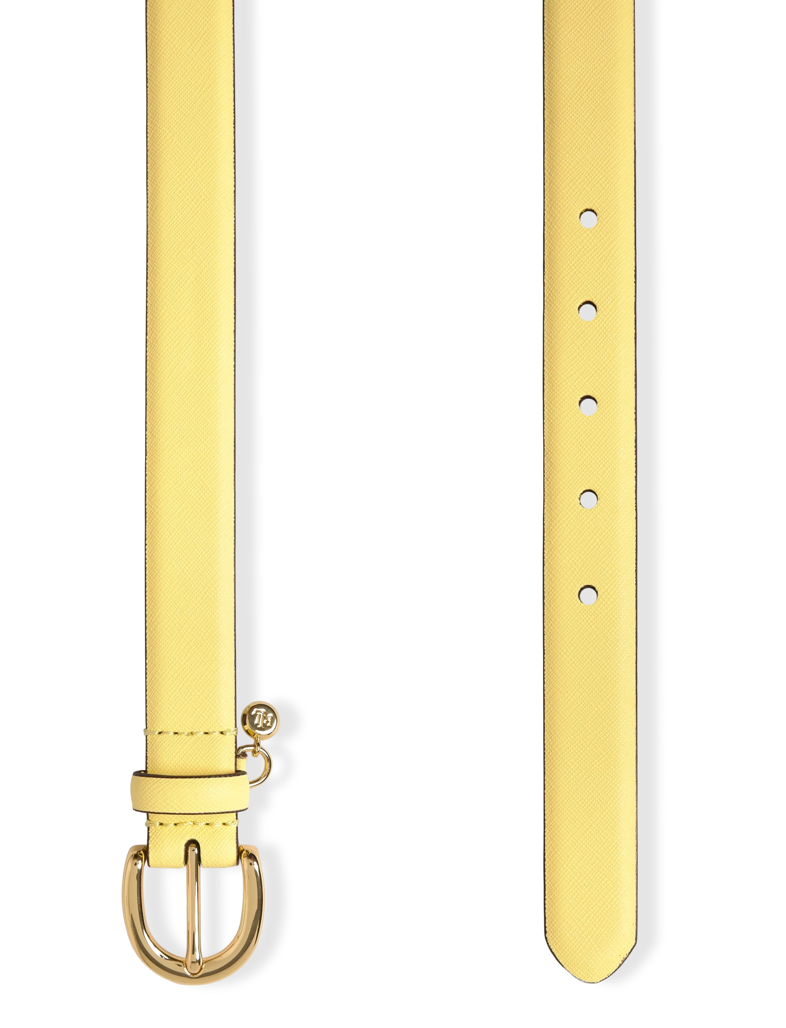 Lauren Ralph Lauren - Charm Crosshatch Leather Belt - læderbælter - lemon sorbet - 1