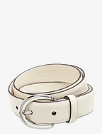 Charm Crosshatch Leather Belt - SOFT WHITE