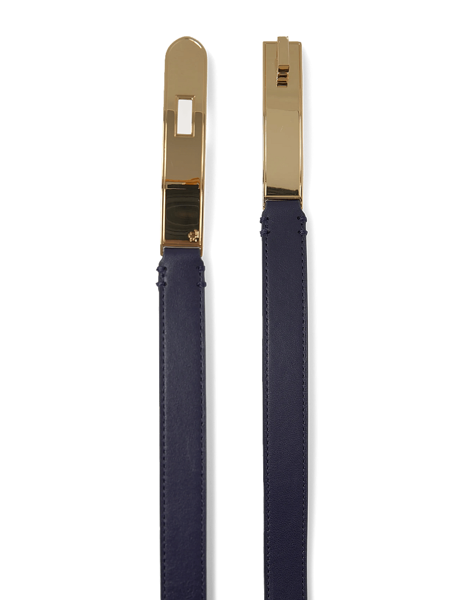Lauren Ralph Lauren - Turn-Lock Skinny Leather Belt - nahkrihmad - refined navy - 1