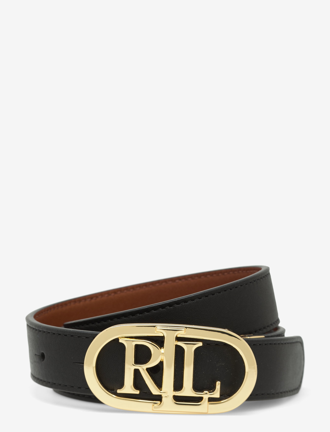 Lauren Ralph Lauren - Oval-Logo Reversible Leather Skinny Belt - casual gürtel - black/tan - 0