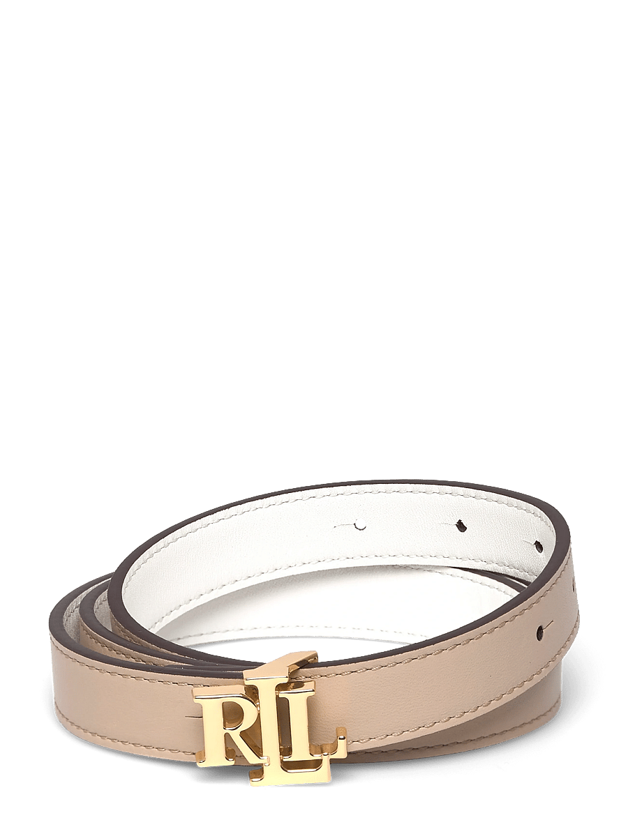Lauren Ralph Lauren - Logo Reversible Leather Skinny Belt - nahkrihmad - birch tan/white - 0