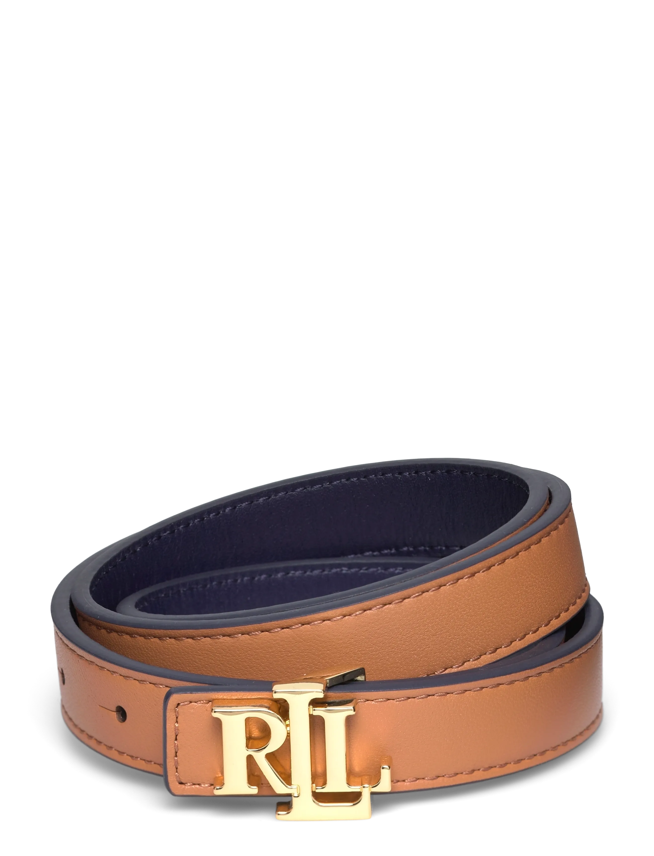 Lauren Ralph Lauren Logo Reversible Leather Skinny Belt - Kampagne - CLASSIC CARAMEL/R / brown