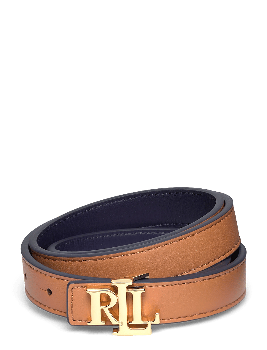 Lauren Ralph Lauren - Logo Reversible Leather Skinny Belt - leather belts - classic caramel/r - 0