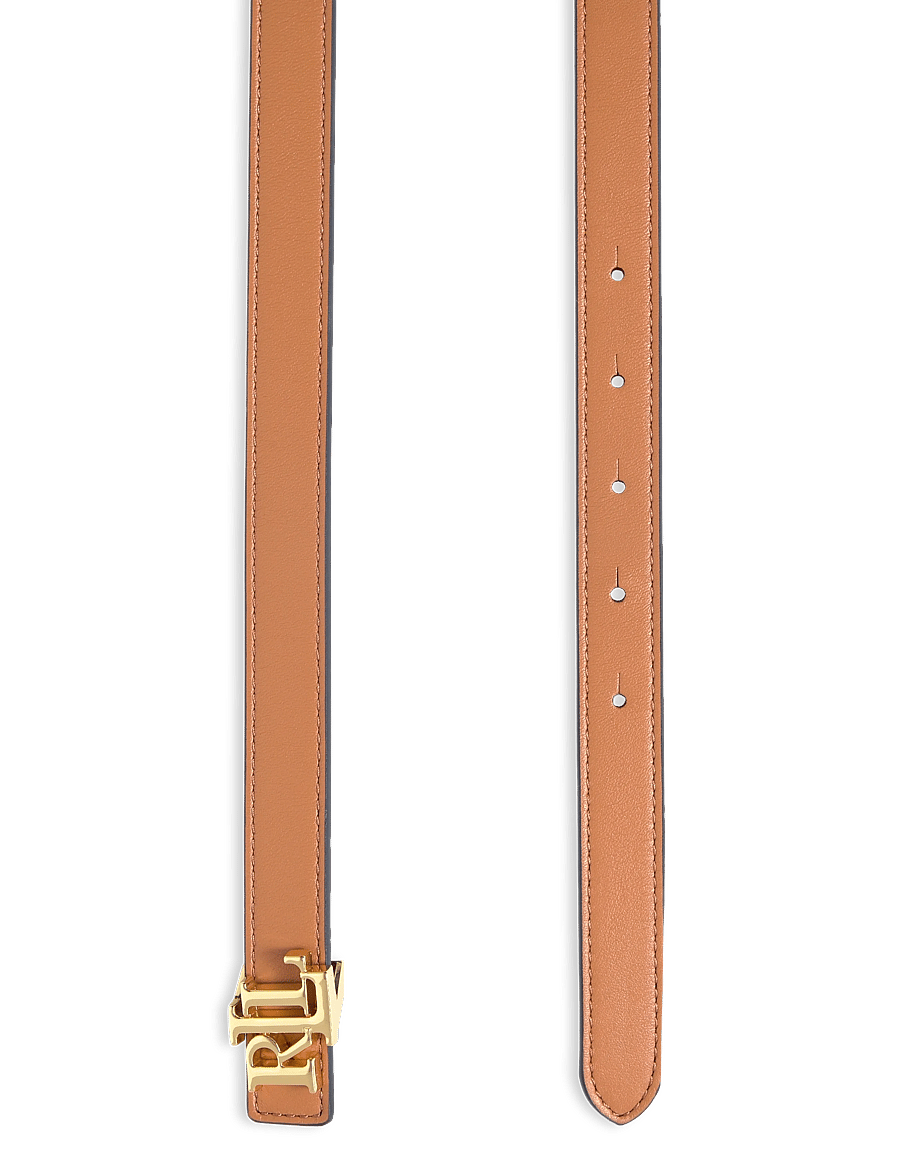 Lauren Ralph Lauren - Logo Reversible Leather Skinny Belt - leather belts - classic caramel/r - 1