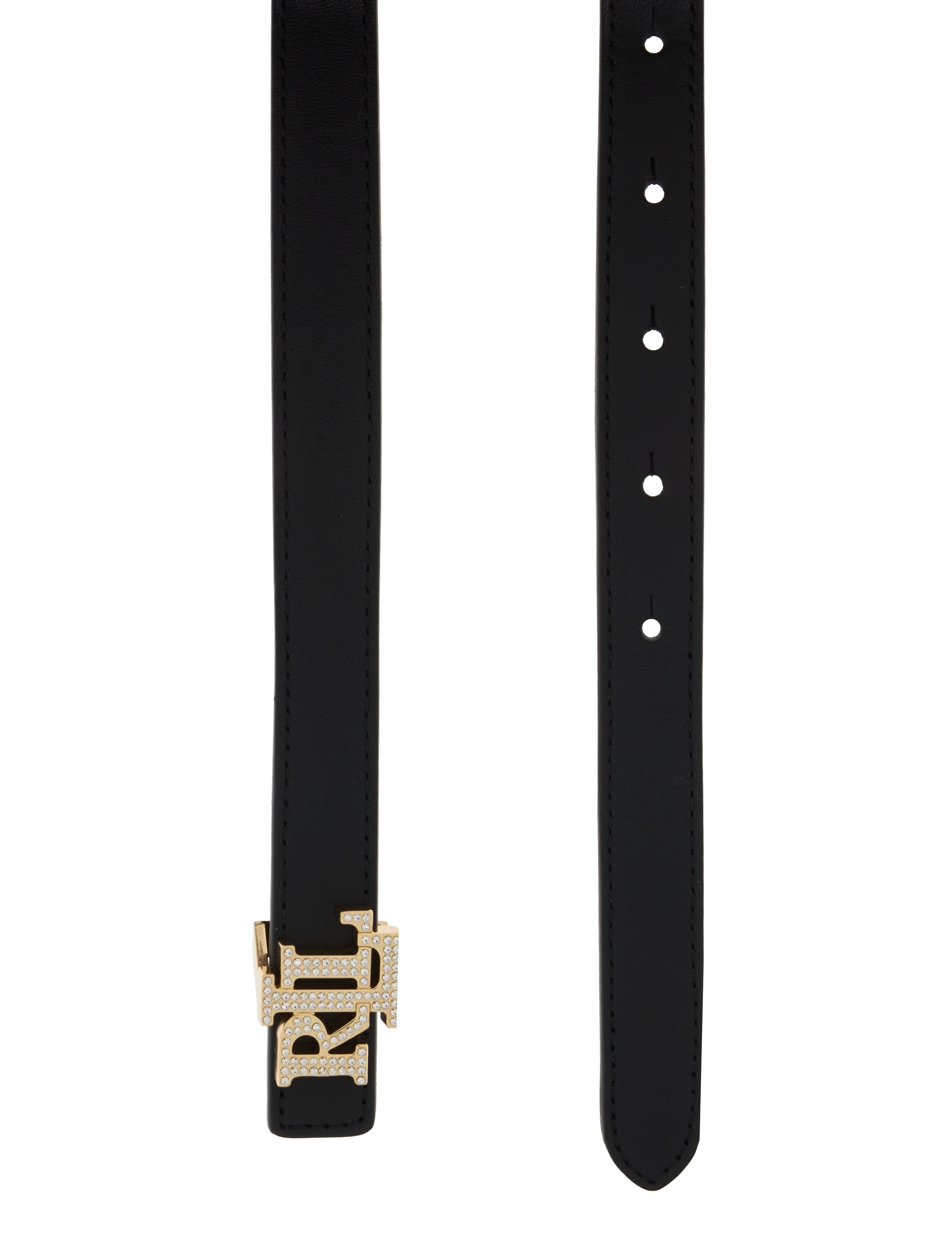 Lauren Ralph Lauren - Logo Reversible Leather Skinny Belt - black/black/gold - 2