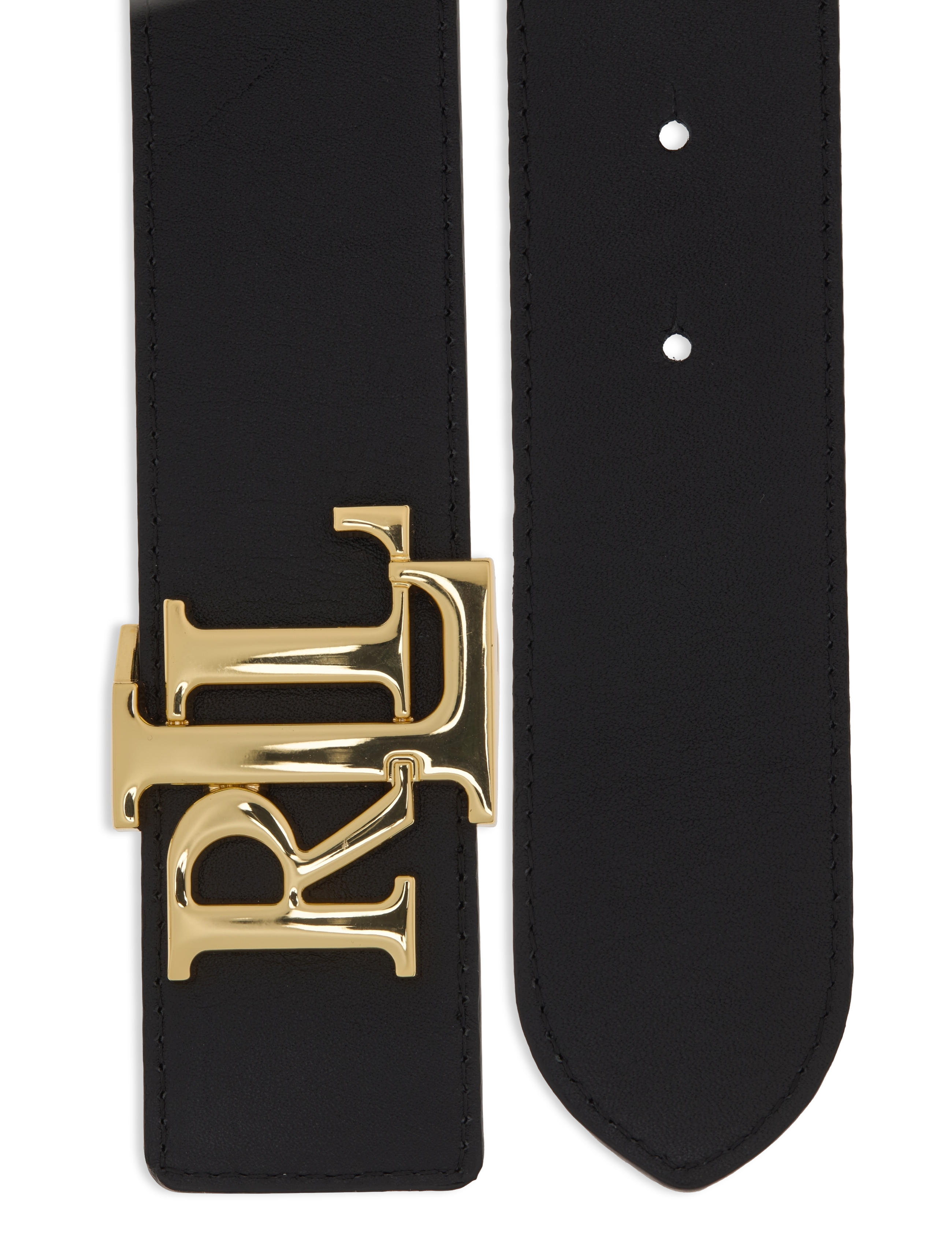 Lauren Ralph Lauren - Reversible Leather Logo Wide Belt - black/black - 2