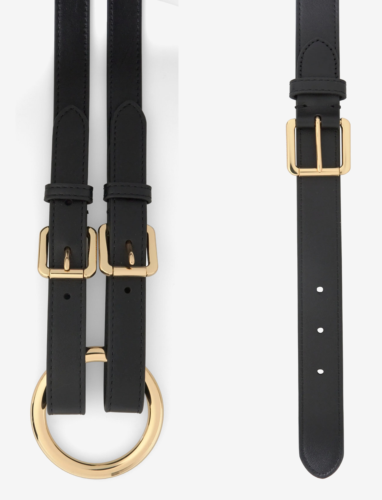 Lauren Ralph Lauren - Tri-Strap O-Ring Leather Belt - midjeskärp - black/pb - 1