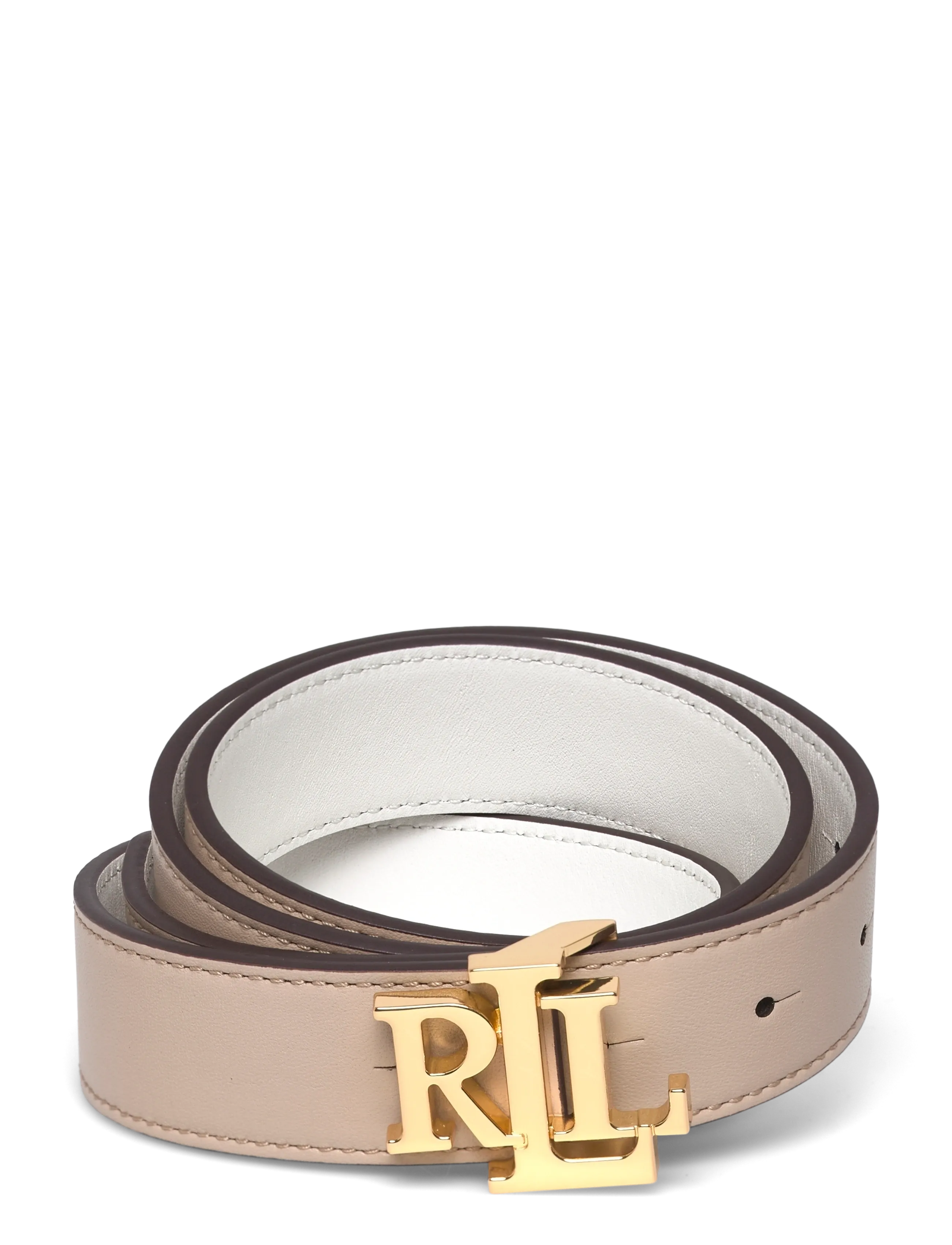 Lauren Ralph Lauren Logo Reversible Leather Belt - Ādas jostas - BIRCH TAN/WHITE / multi