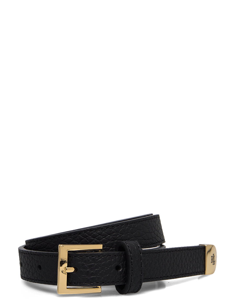 Lauren Ralph Lauren - Pebbled Leather Skinny Belt - læderbælter - black - 0