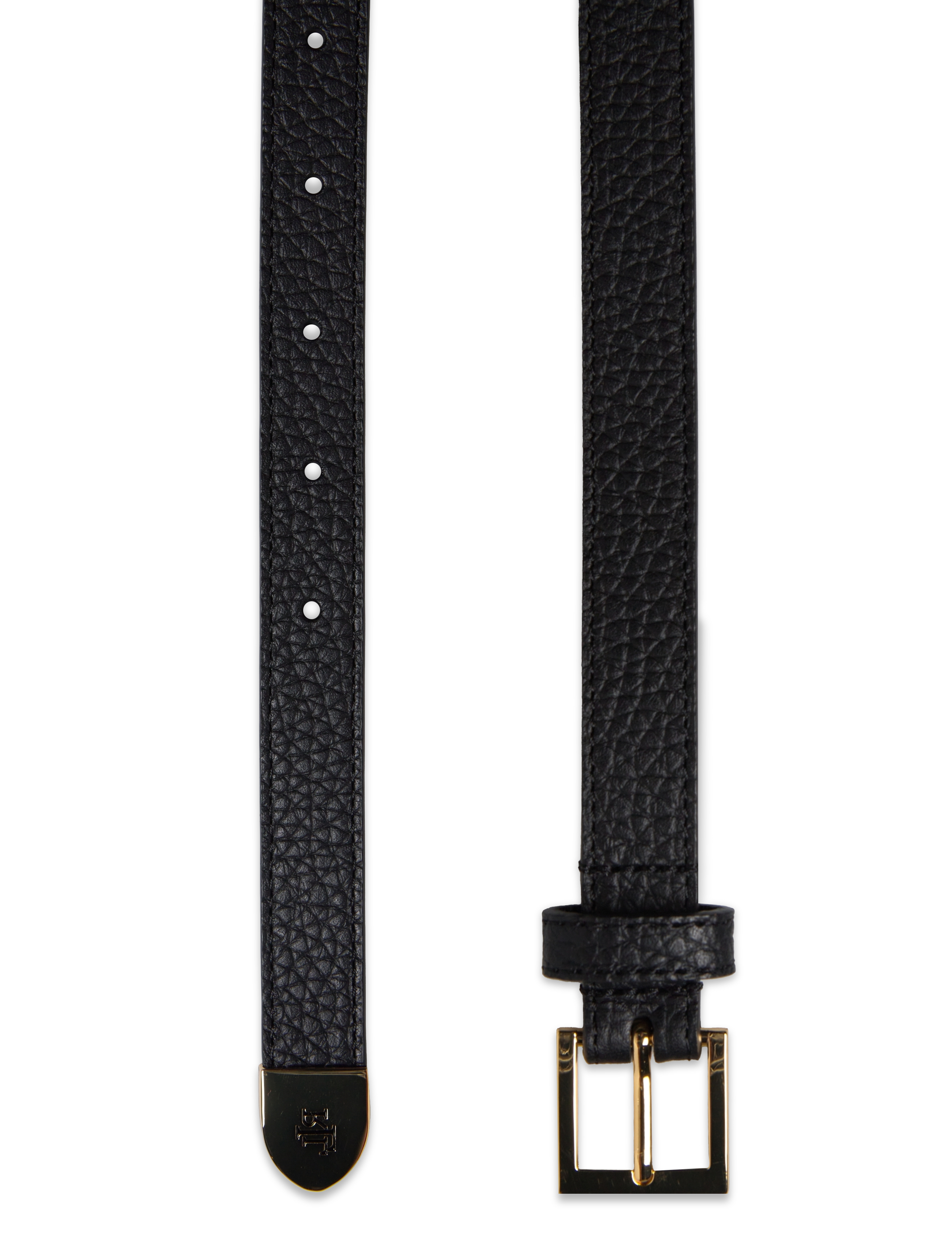 Lauren Ralph Lauren - Pebbled Leather Skinny Belt - ledergürtel - black - 1