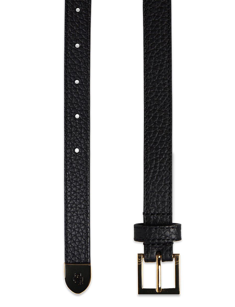 Lauren Ralph Lauren - Pebbled Leather Skinny Belt - læderbælter - black - 1