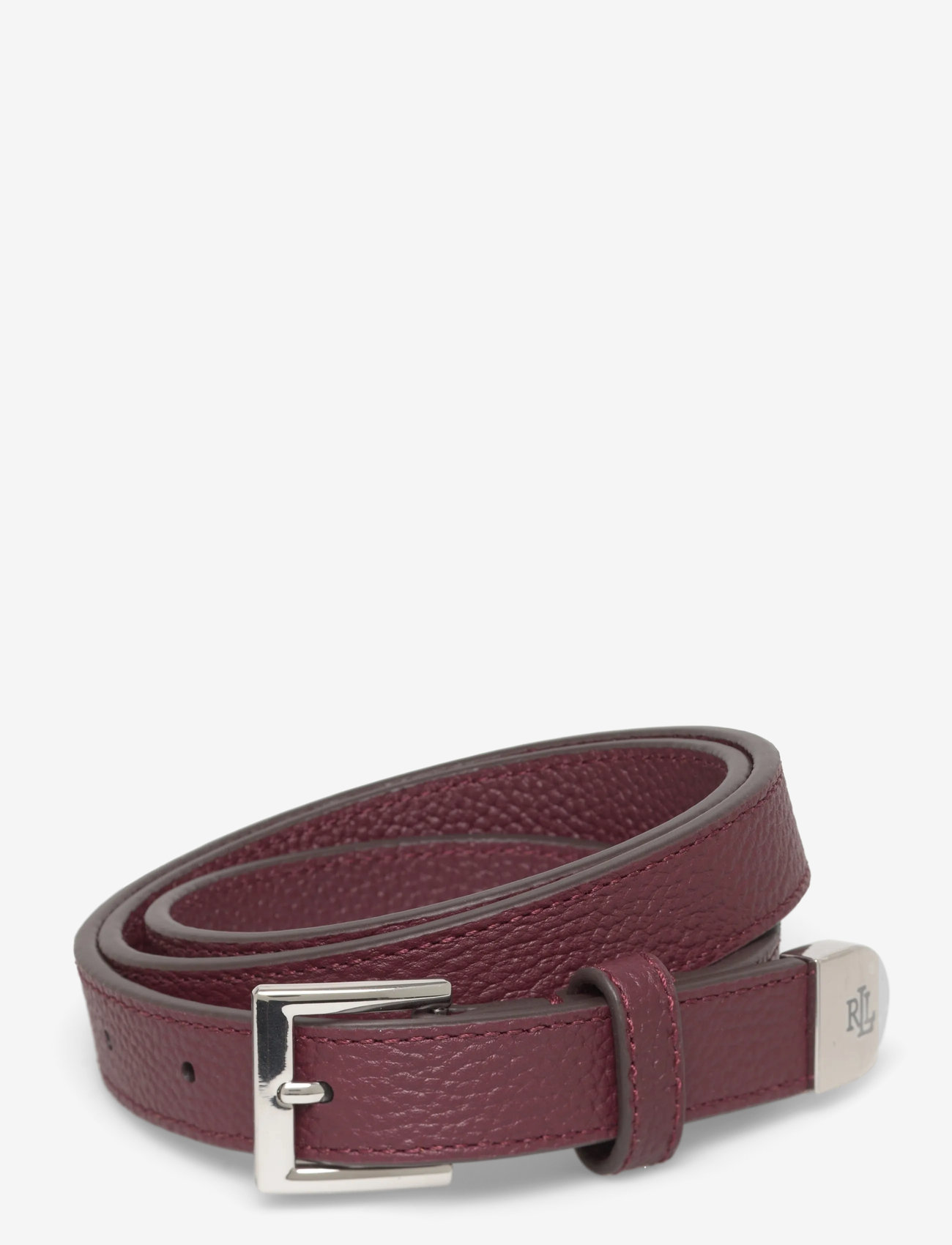 Lauren Ralph Lauren - Pebbled Leather Skinny Belt - casual belts - dark garnet - 0