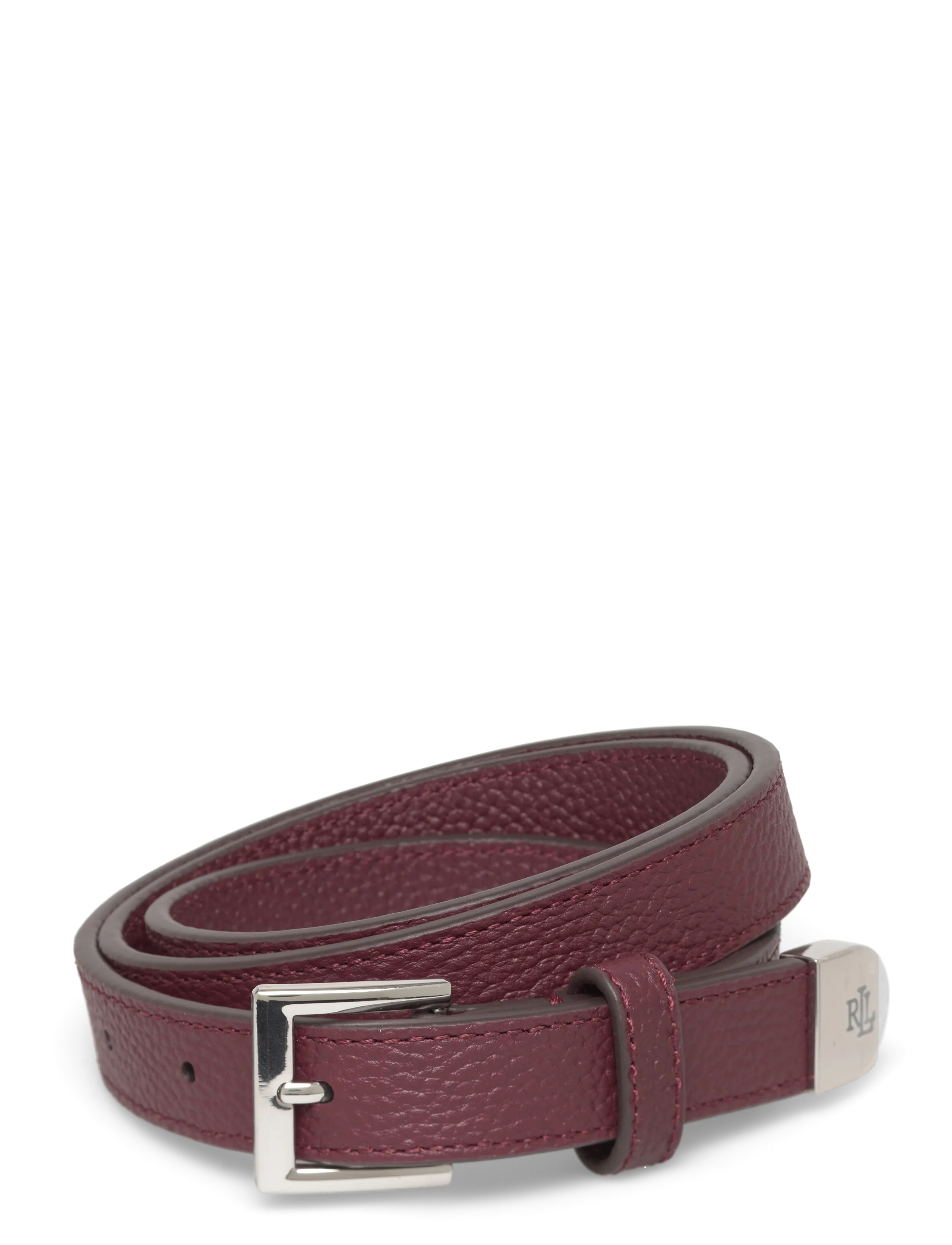Lauren Ralph Lauren Pebbled Leather Skinny Belt - Accessoires - DARK GARNET / burgundy