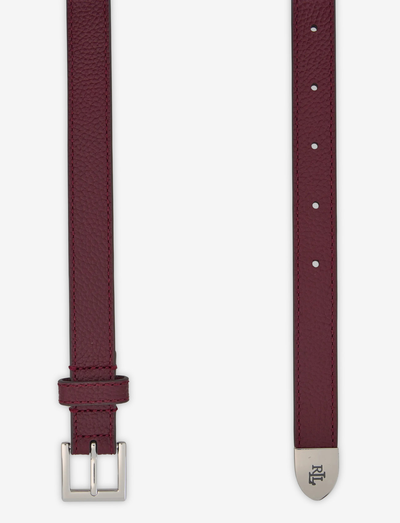 Lauren Ralph Lauren - Pebbled Leather Skinny Belt - casual belts - dark garnet - 1