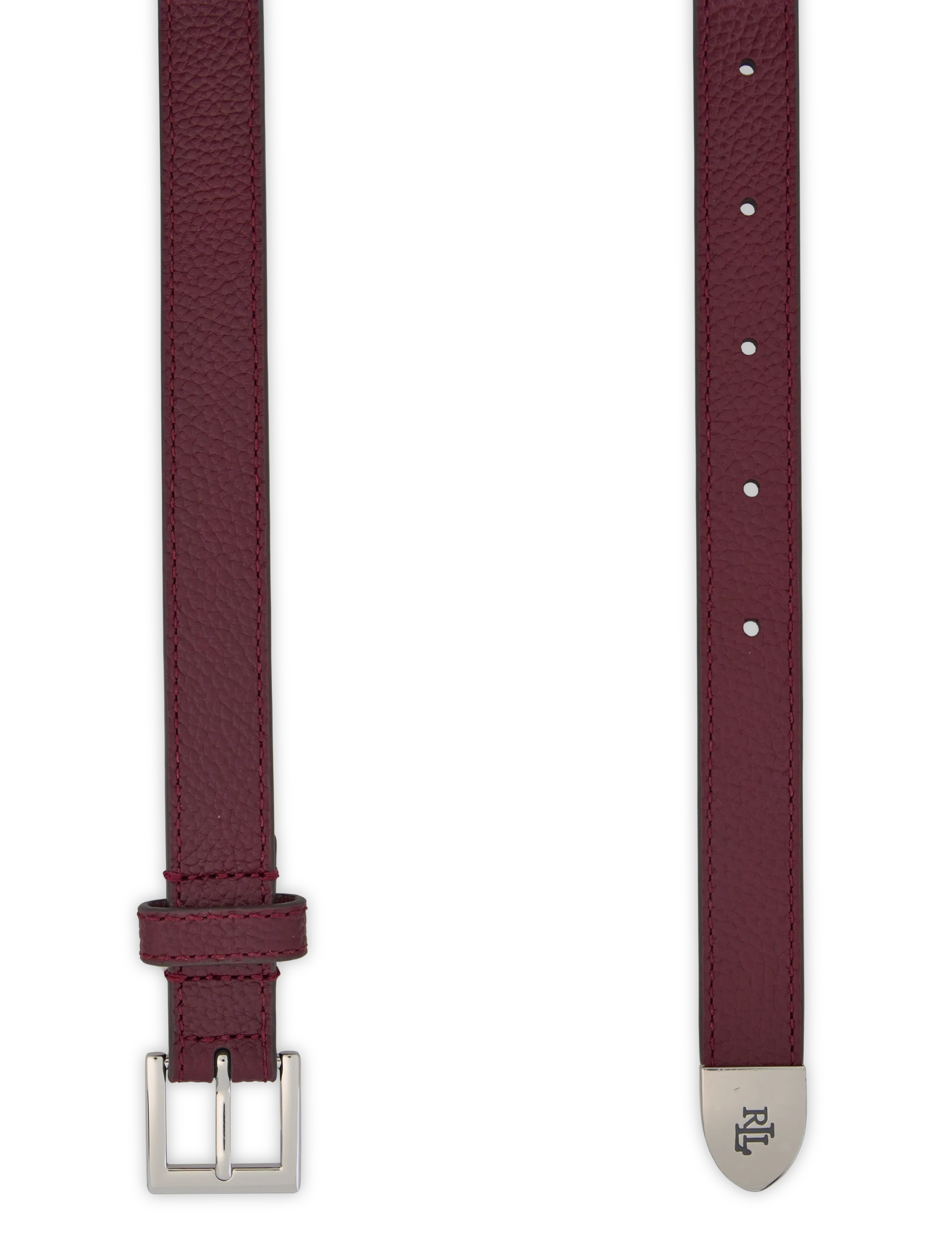 Lauren Ralph Lauren - Pebbled Leather Skinny Belt - læderbælter - dark garnet - 1