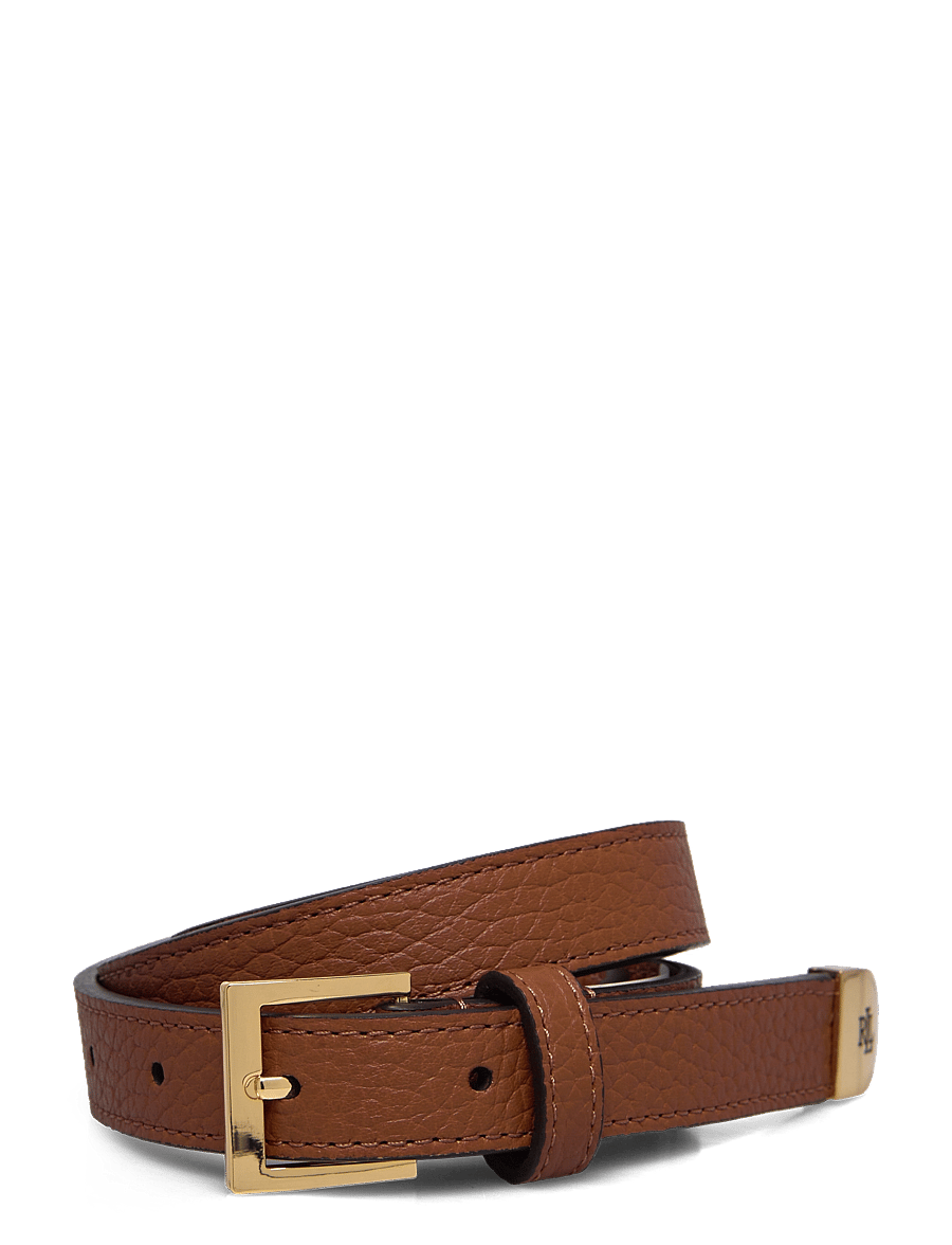Lauren Ralph Lauren - Pebbled Leather Skinny Belt - nahkrihmad - lauren tan - 0