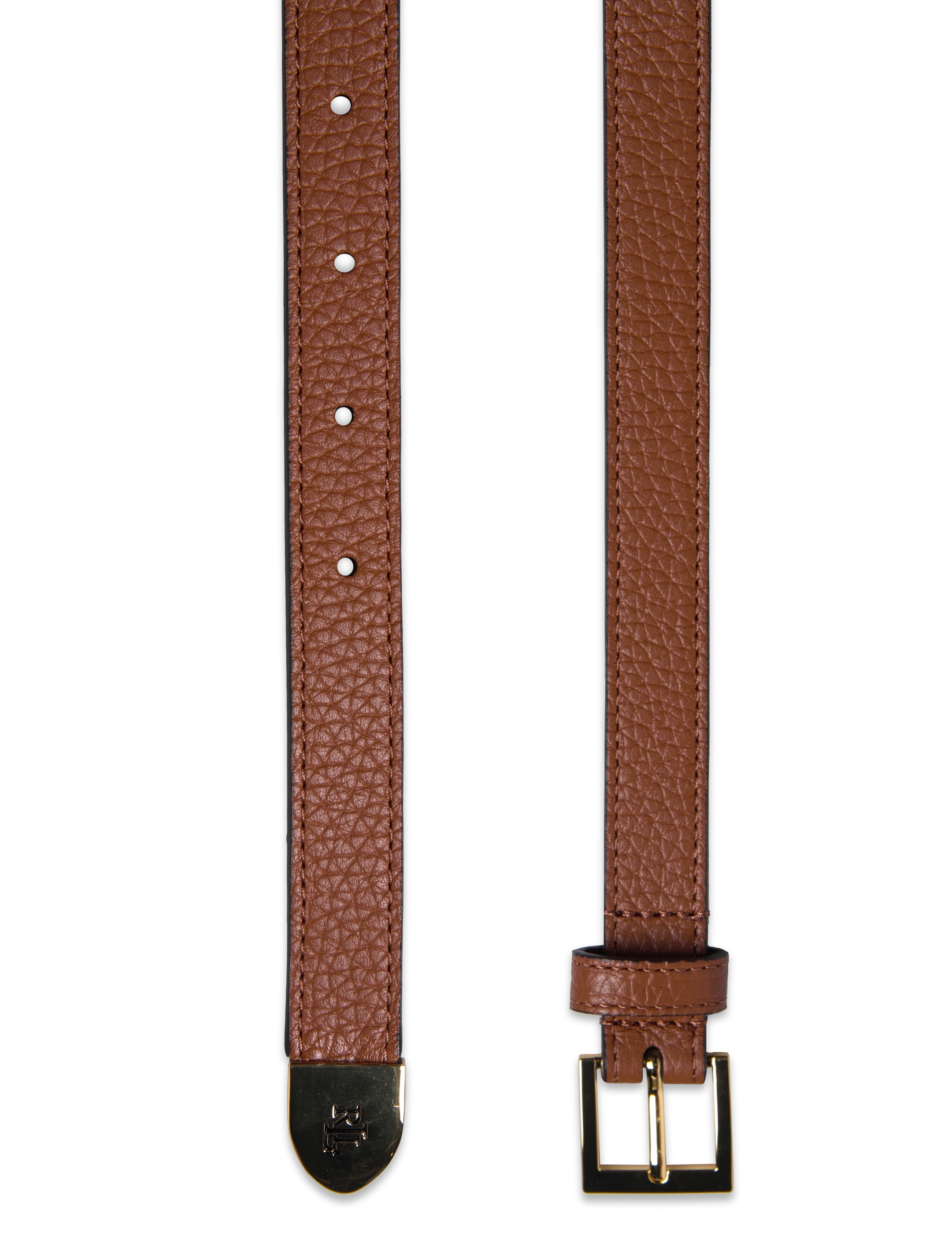 Lauren Ralph Lauren - Pebbled Leather Skinny Belt - læderbælter - lauren tan - 1