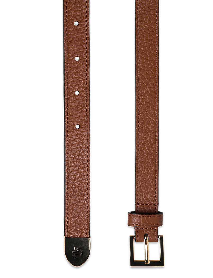 Lauren Ralph Lauren - Pebbled Leather Skinny Belt - nahkrihmad - lauren tan - 1