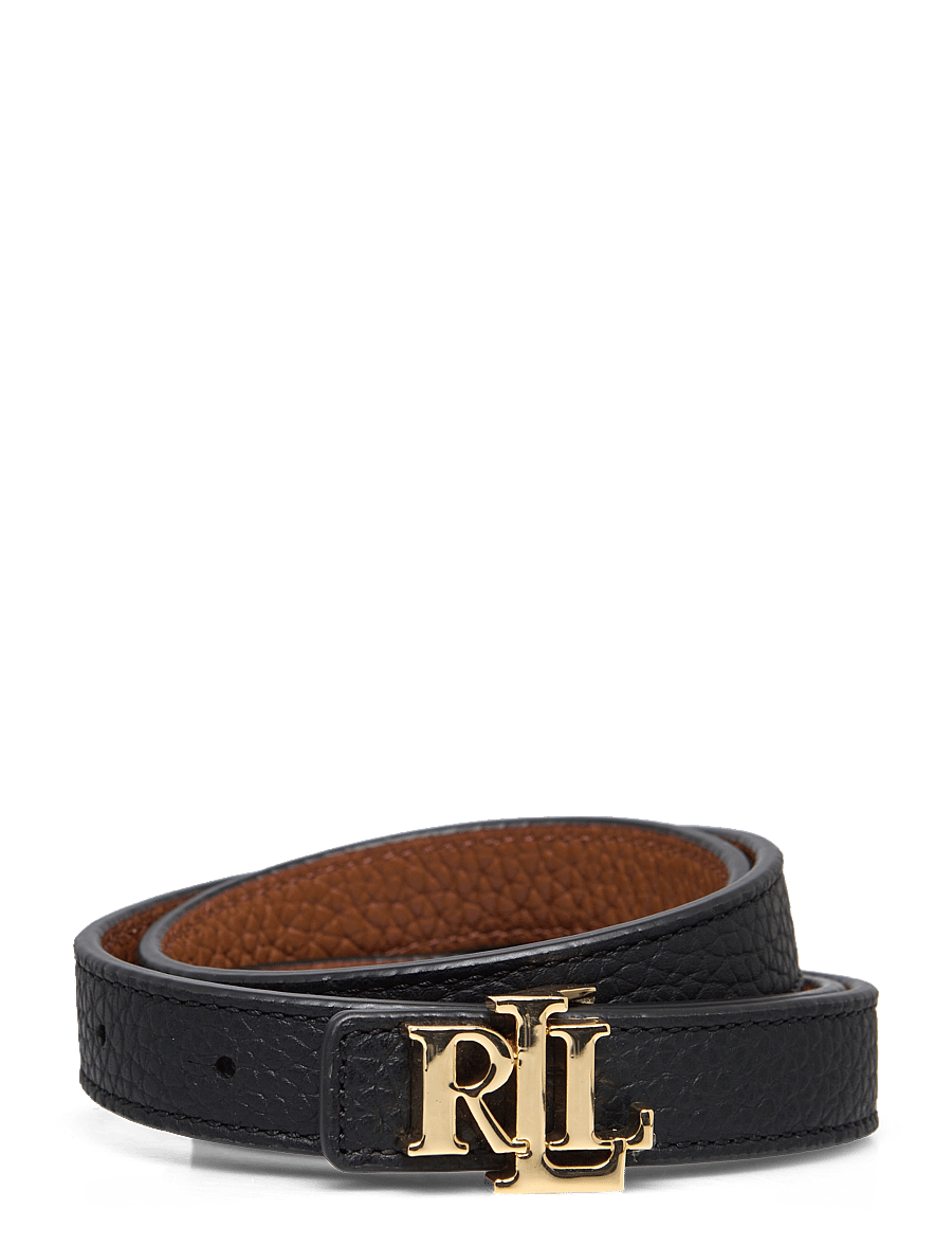 Lauren Ralph Lauren - Logo Reversible Leather Skinny Belt - läderskärp - black/lauren tan - 0