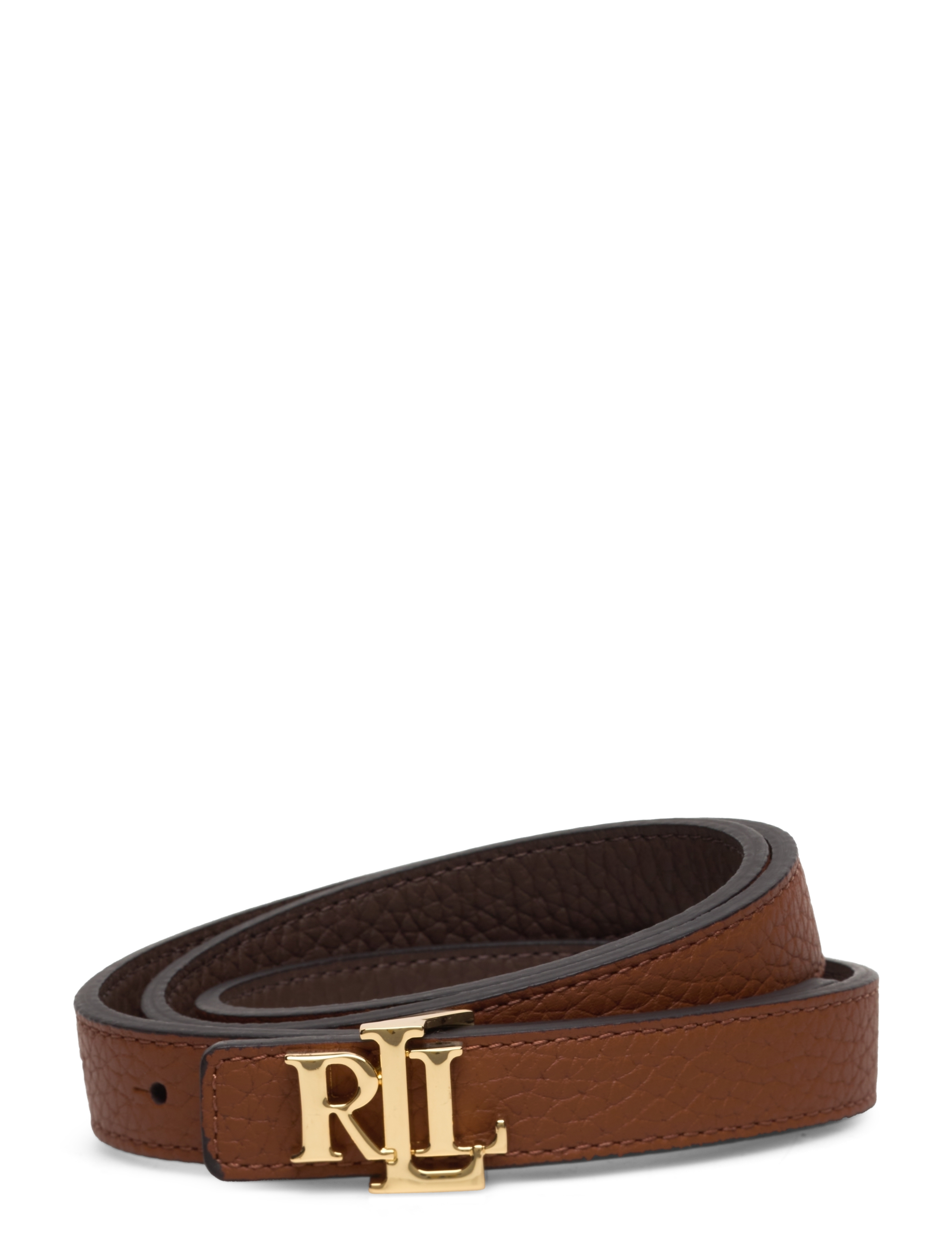 Lauren Ralph Lauren Logo Reversible Leather Skinny Belt - Bælter - LAUREN TAN/DARK B / brown
