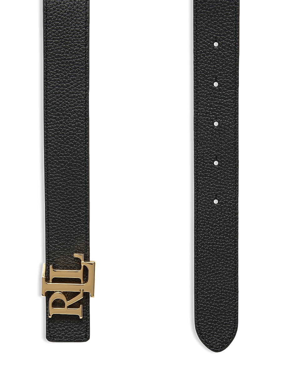 Lauren Ralph Lauren - Logo Reversible Pebbled Leather Belt - ceintures en cuir - black/lauren tan - 1