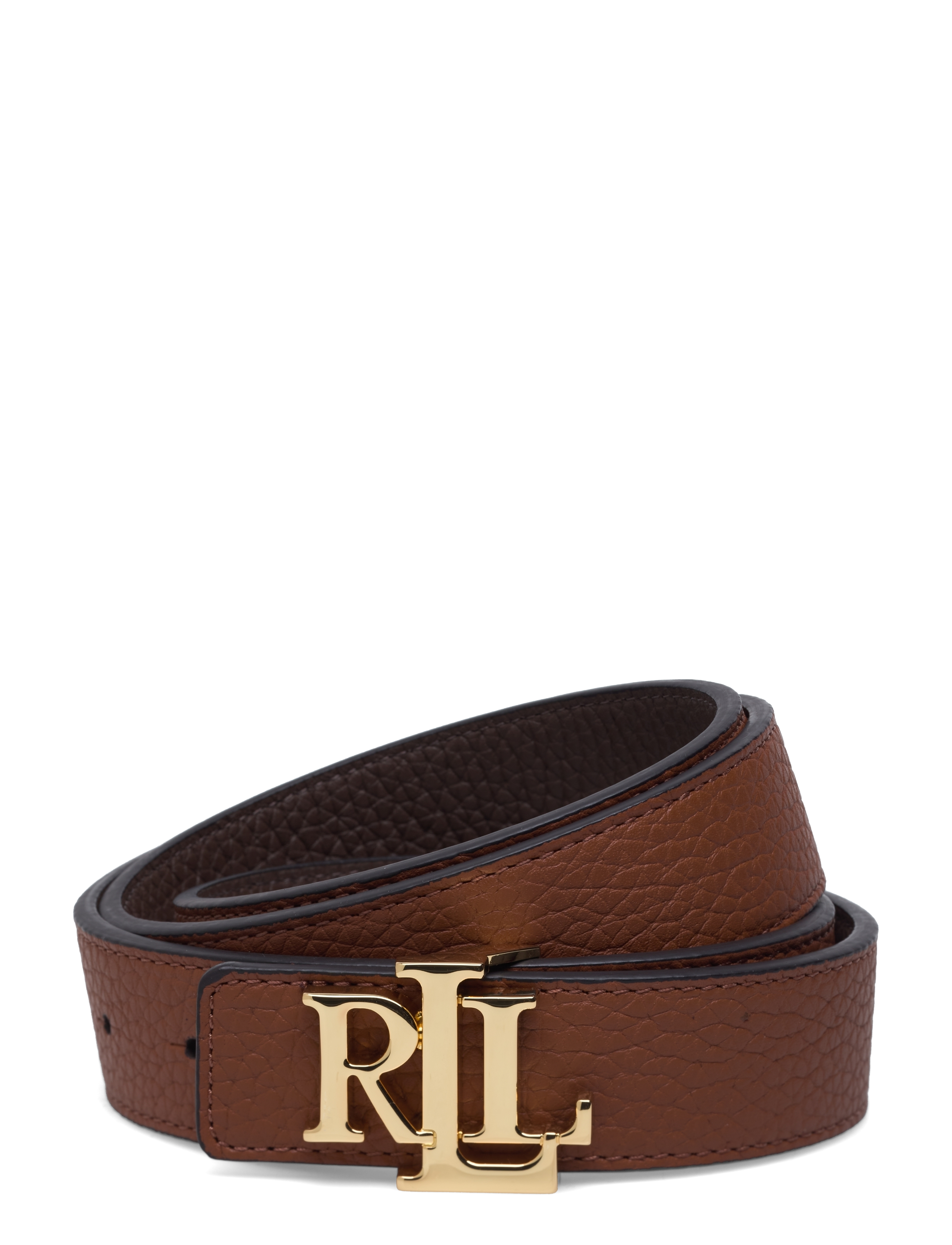 Lauren Ralph Lauren Logo Reversible Pebbled Leather Belt - Bælter - LAUREN TAN/DARK B / brown