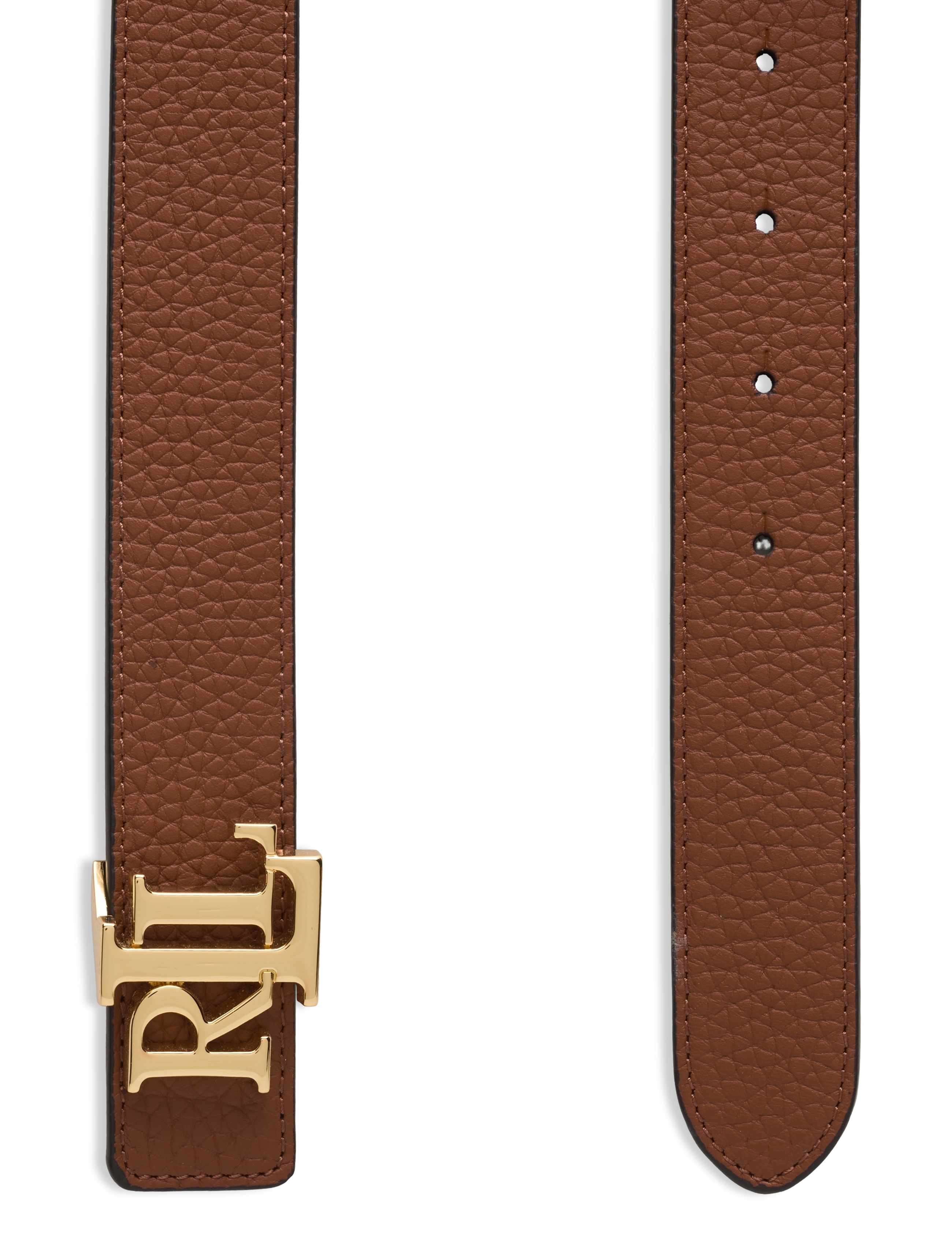 Lauren Ralph Lauren - Logo Reversible Pebbled Leather Belt - ceintures en cuir - lauren tan/dark b - 1