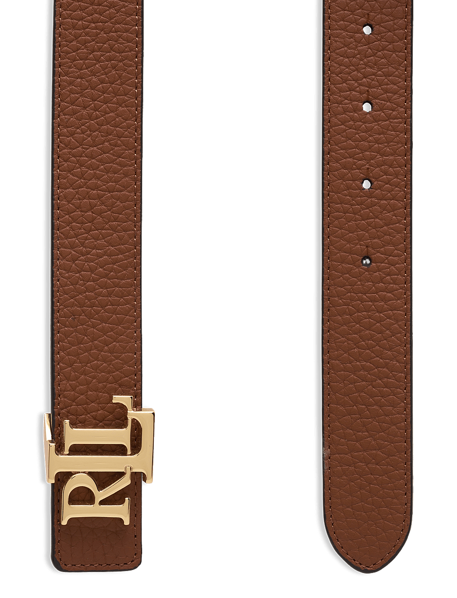 Lauren Ralph Lauren - Logo Reversible Pebbled Leather Belt - ceintures en cuir - lauren tan/dark b - 1