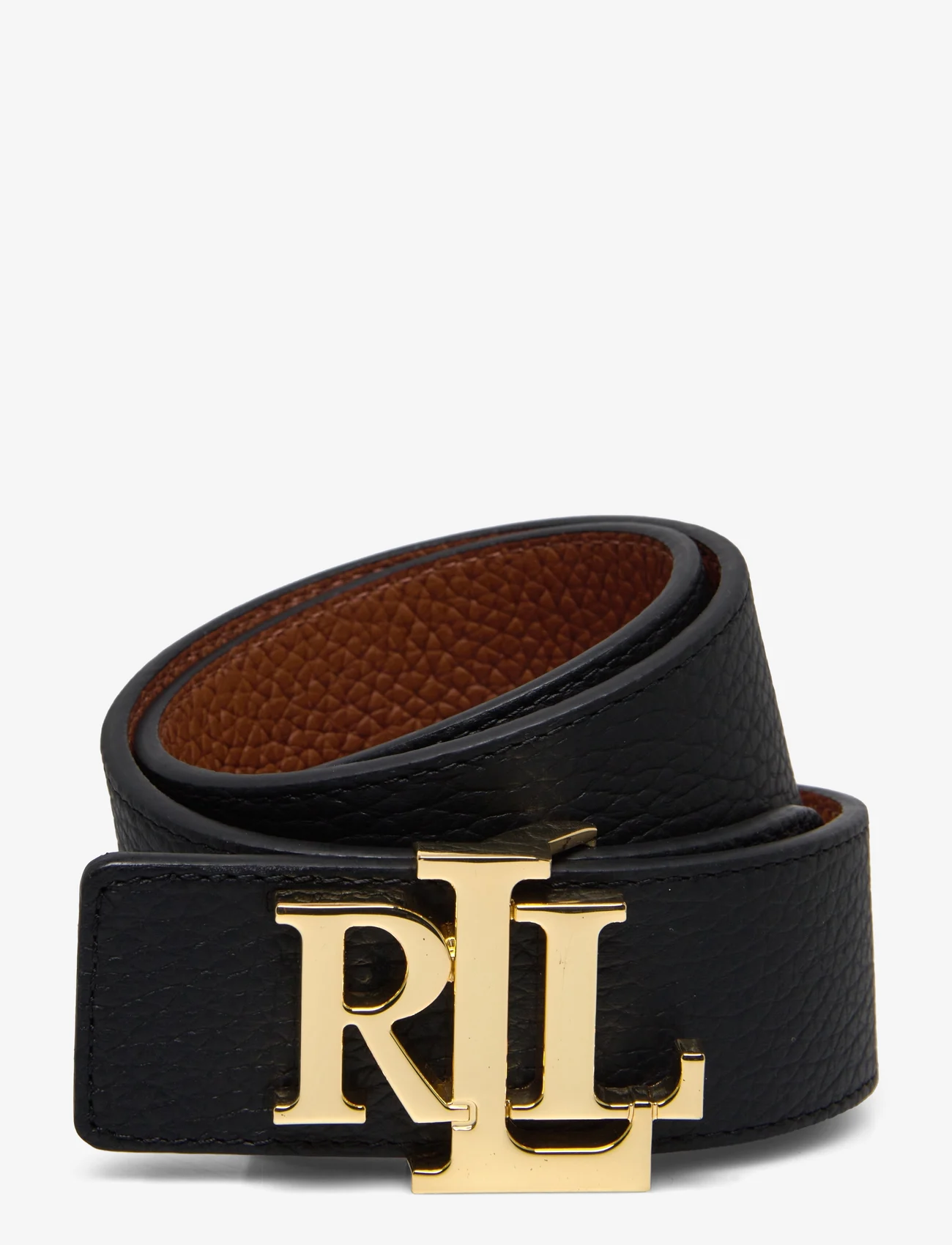 Lauren Ralph Lauren - Reversible Pebbled Leather Wide Belt - valentino dienos dovanos - black/lauren tan - 0