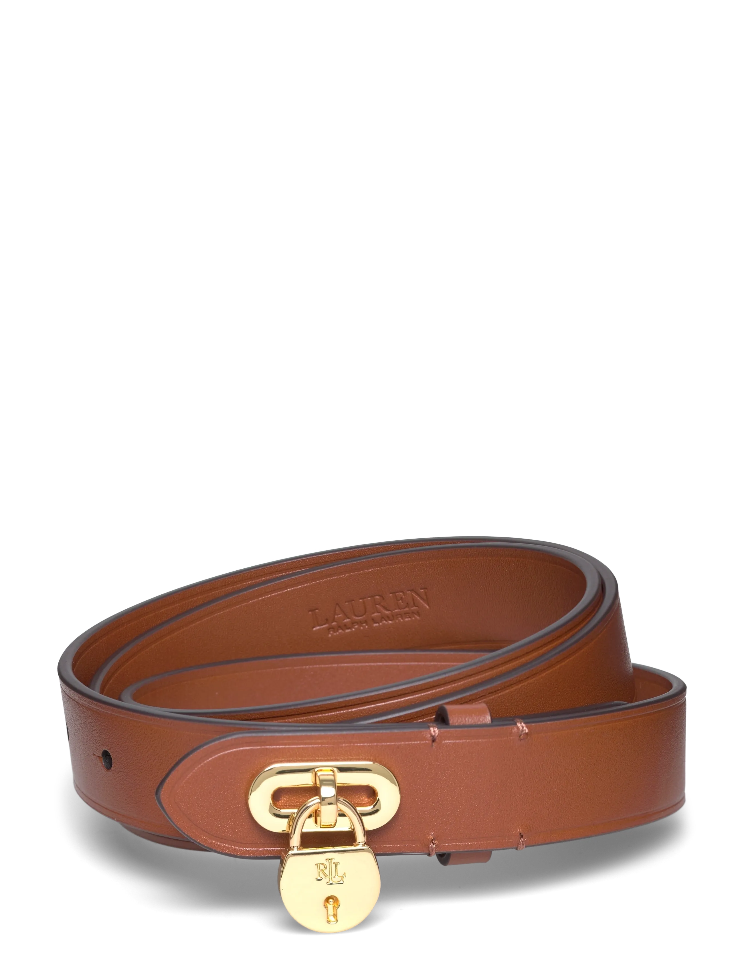 Lauren Ralph Lauren Padlock Leather Belt - Accessoarer - LAUREN TAN / brown