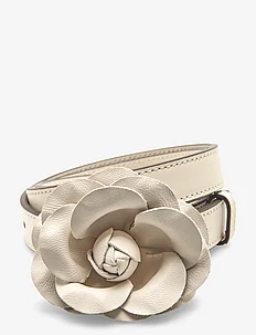 Leather Flower-Buckle Skinny Belt, Lauren Ralph Lauren