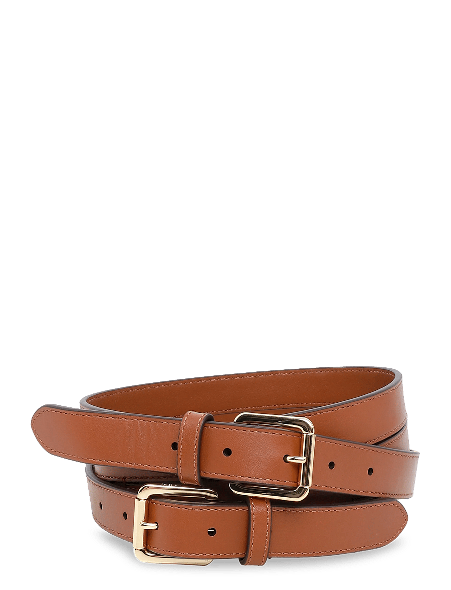 Lauren Ralph Lauren - NATURAL SMTH LEATHR-DBL STCK BLT-BL - ledergürtel - lauren tan/pb - 0