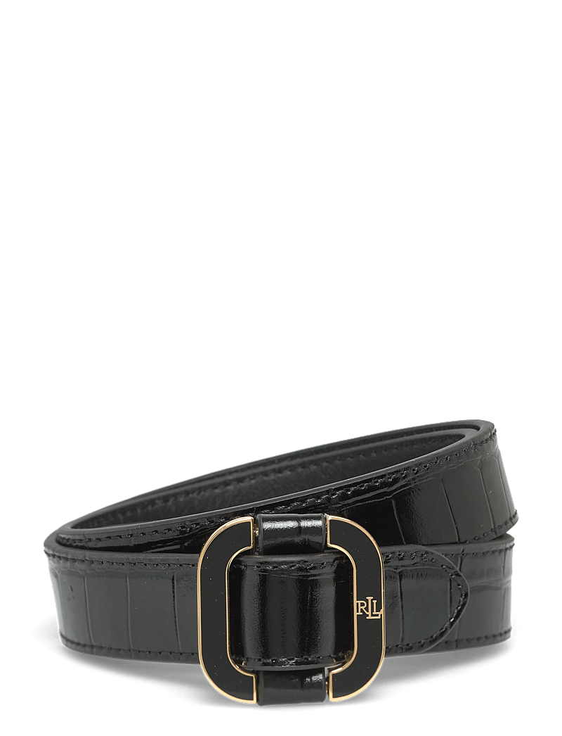Lauren Ralph Lauren - Slide-Buckle Croc-Embossed Leather Belt - midjeskärp - black - 0