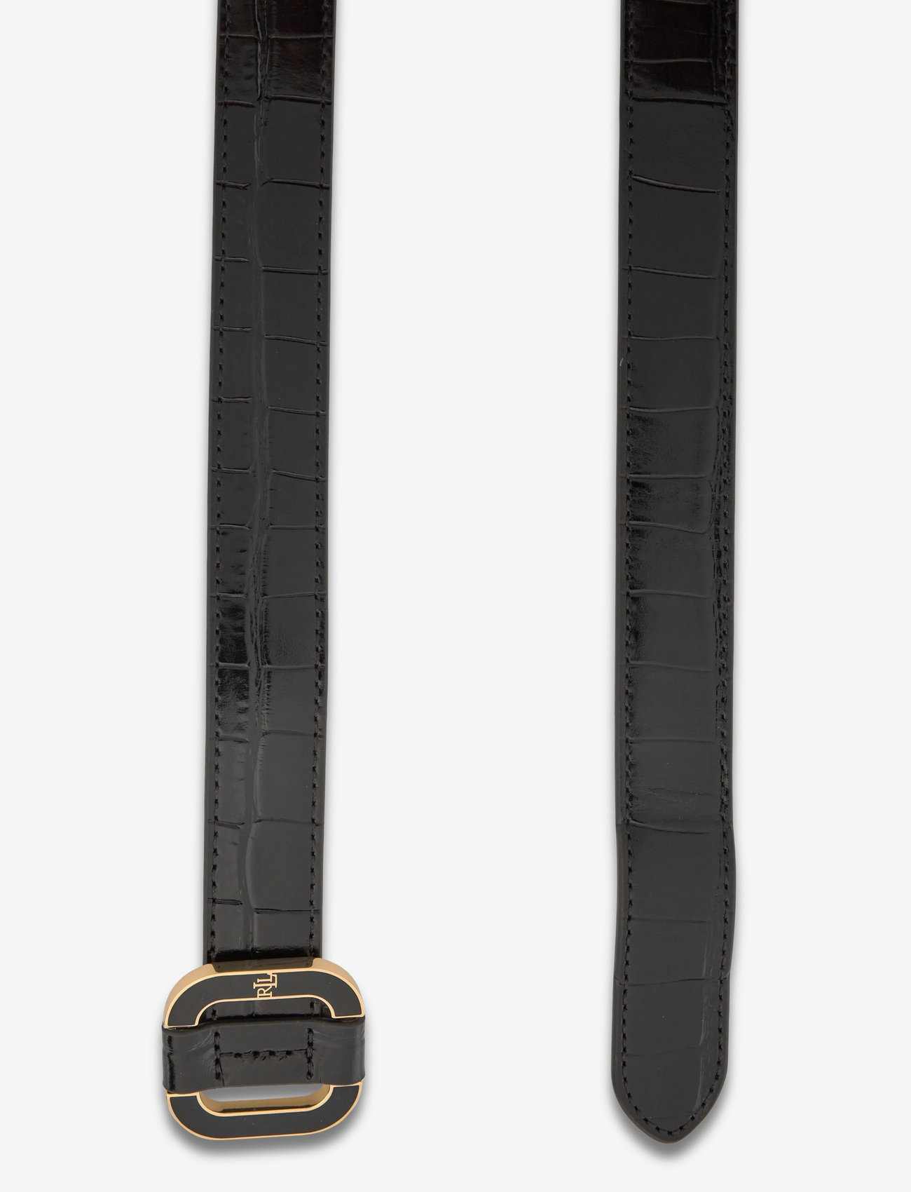 Lauren Ralph Lauren - Slide-Buckle Croc-Embossed Leather Belt - waist belts - black - 1