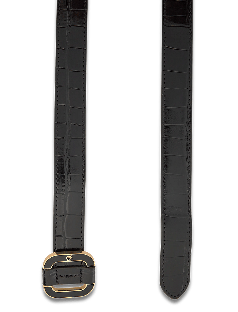 Lauren Ralph Lauren - Slide-Buckle Croc-Embossed Leather Belt - midjeskärp - black - 1