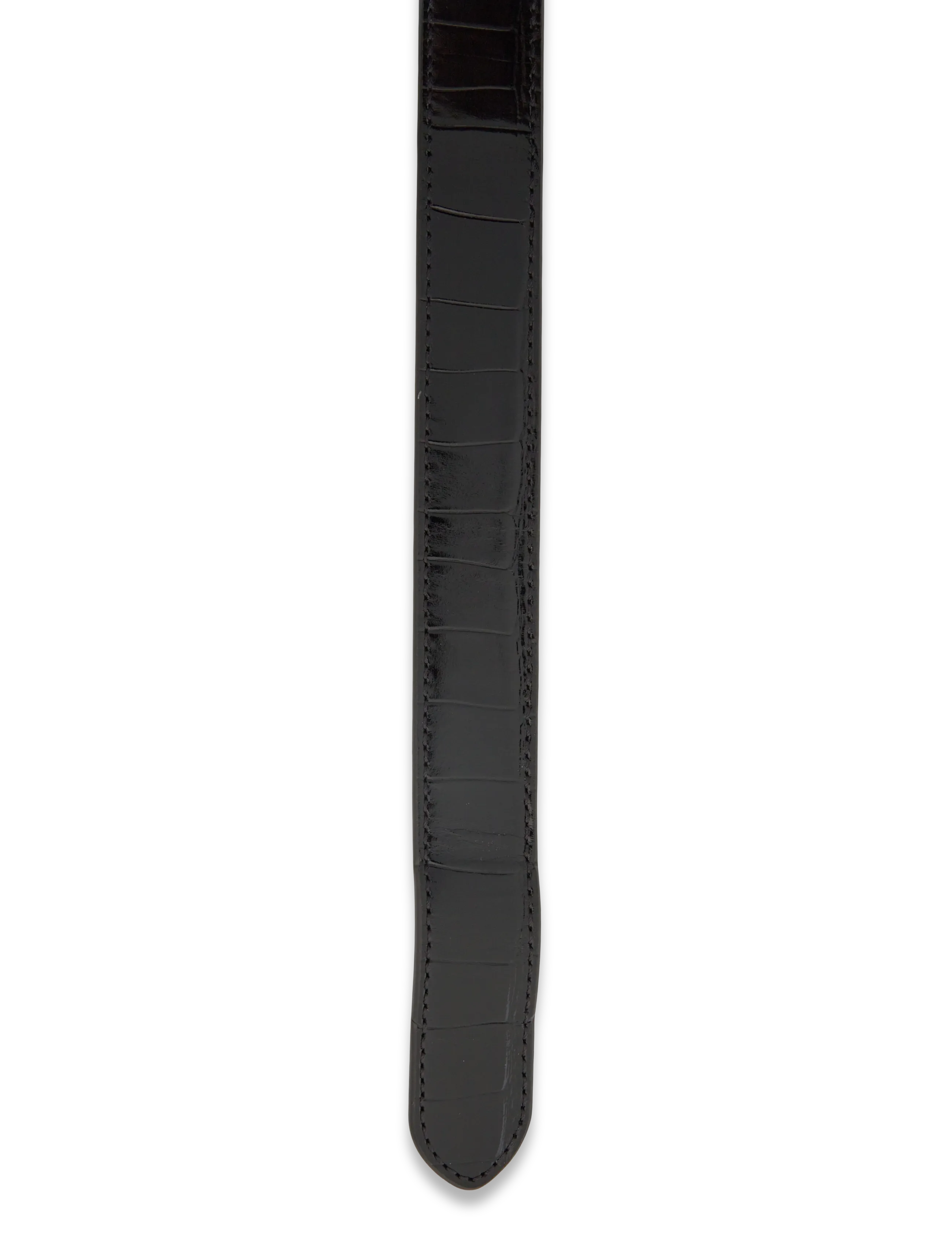 Lauren Ralph Lauren - Slide-Buckle Croc-Embossed Leather Belt - black - 2