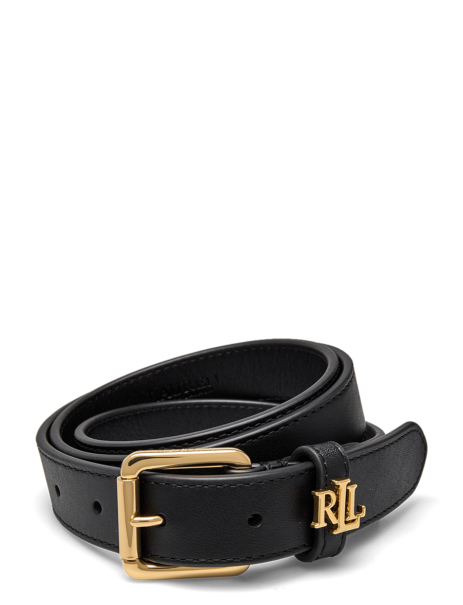 Lauren Ralph Lauren - Logo-Keeper Leather Skinny Belt - ledergürtel - black - 0