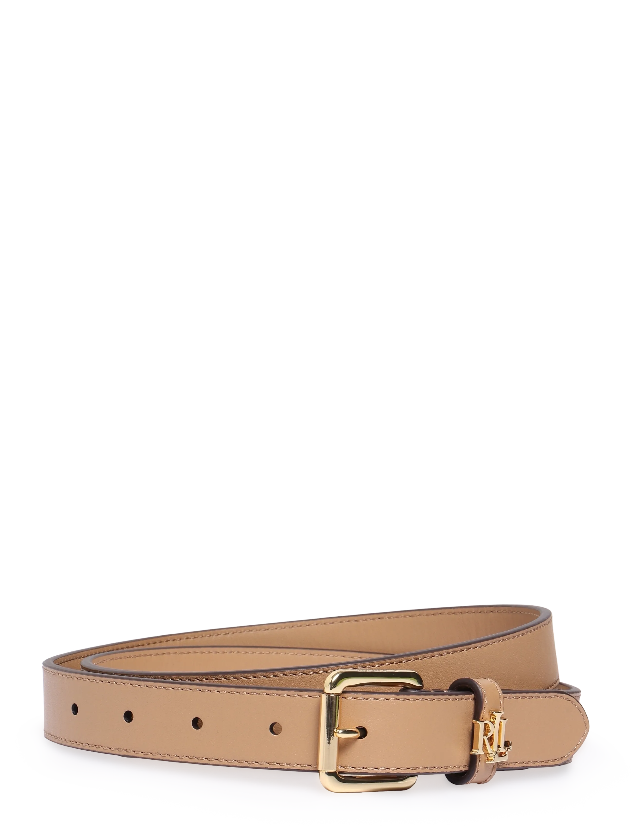 Lauren Ralph Lauren Logo-Keeper Leather Skinny Belt - Accessoarer - CAMEL / beige