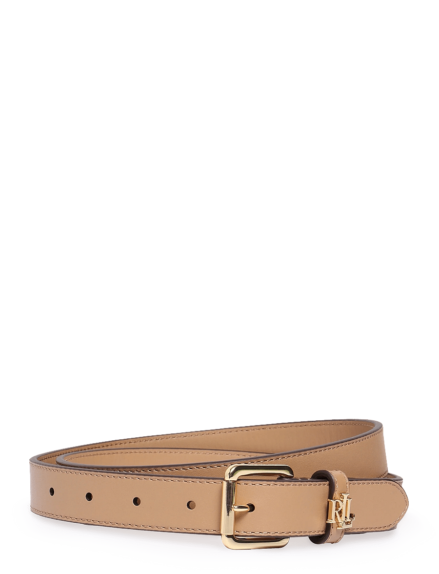 Lauren Ralph Lauren - Logo-Keeper Leather Skinny Belt - läderskärp - camel - 0
