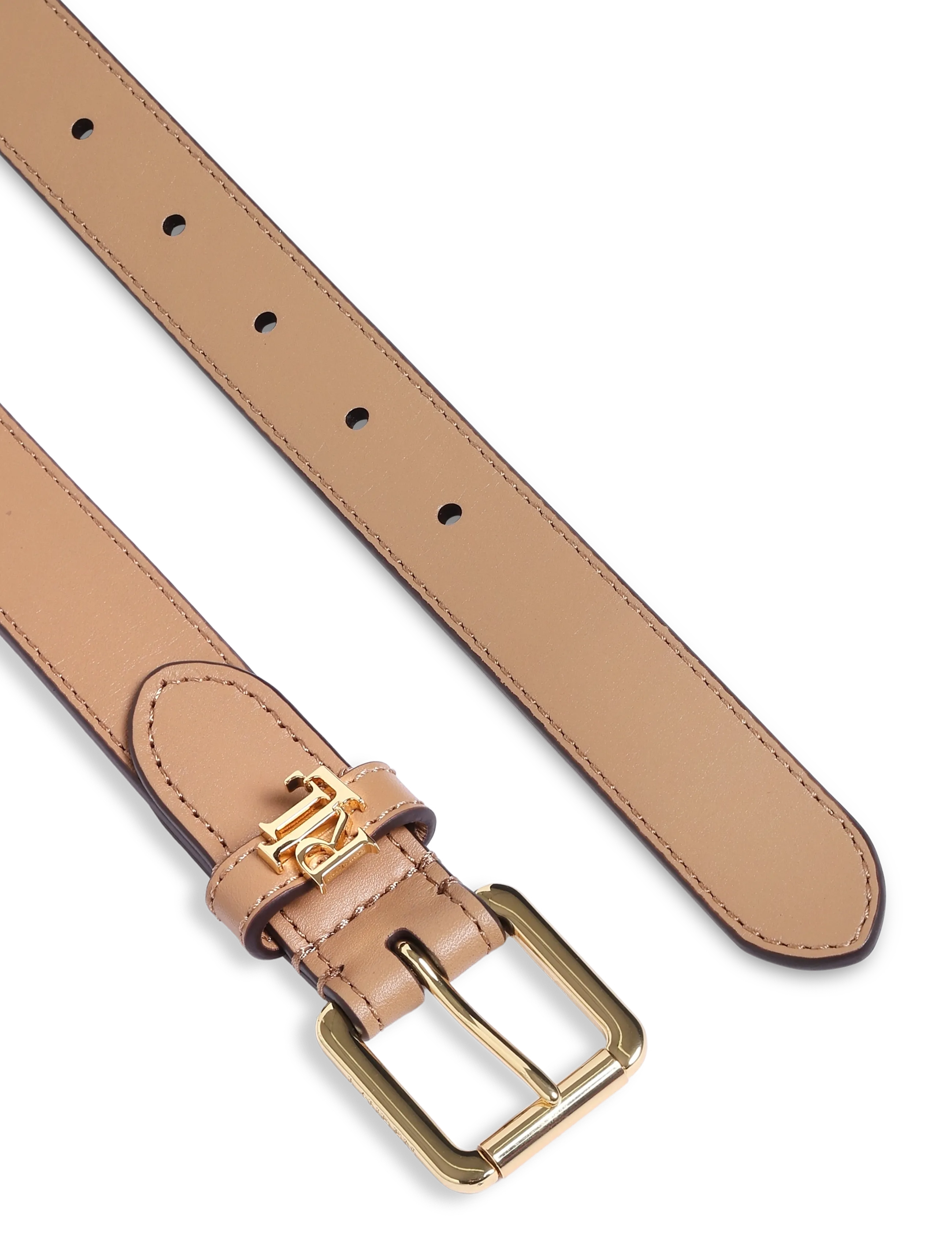 Lauren Ralph Lauren - Logo-Keeper Leather Skinny Belt - läderskärp - camel - 1