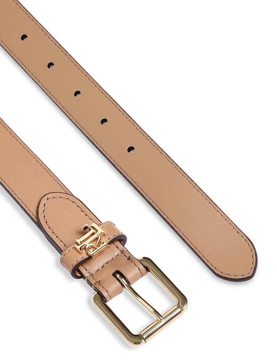Lauren Ralph Lauren - Logo-Keeper Leather Skinny Belt - läderskärp - camel - 1