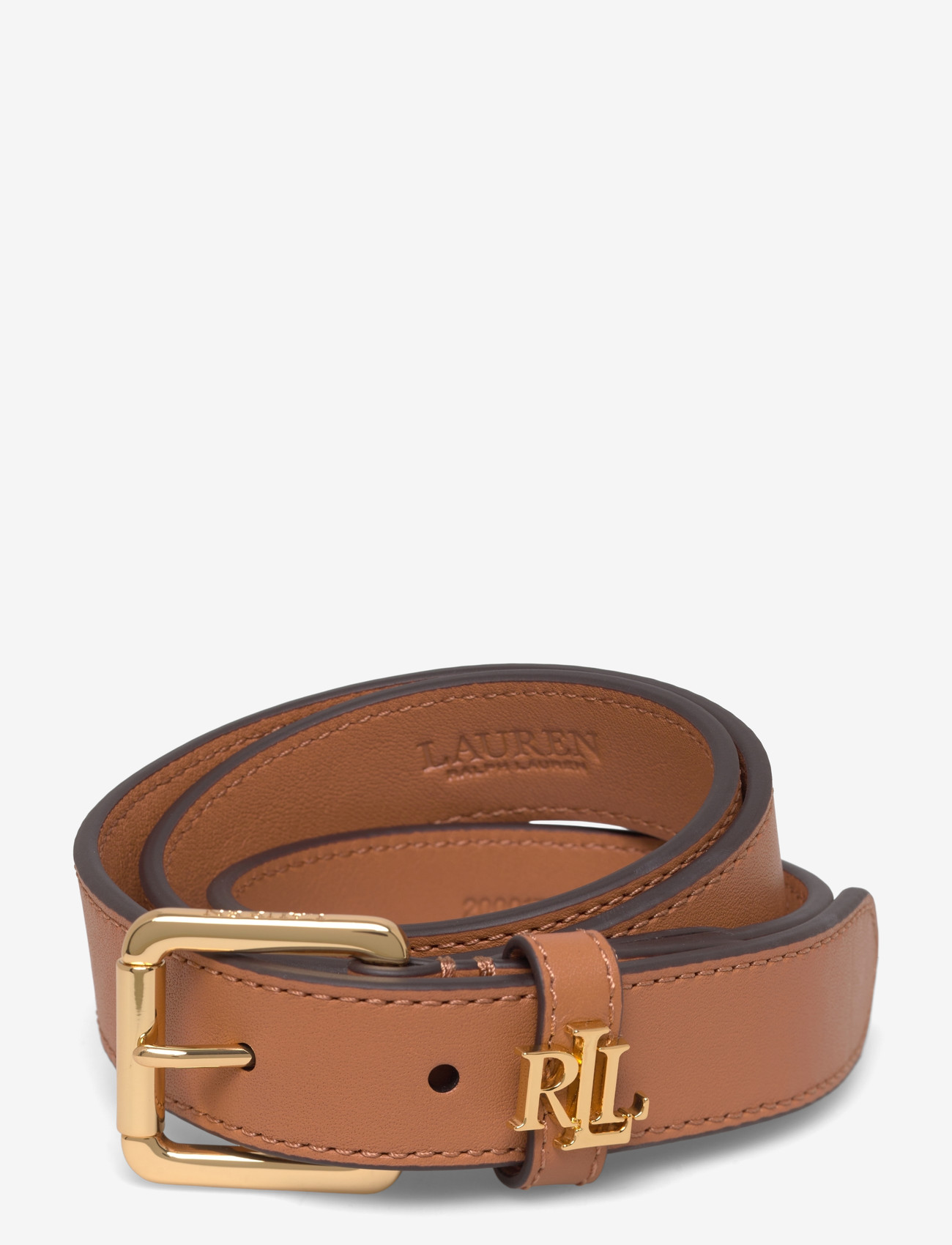 Lauren Ralph Lauren - Logo-Keeper Leather Skinny Belt - casual belts - classic caramel - 0
